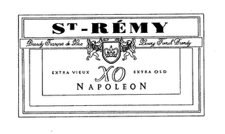 ST- REMY BRANDY FRANCAIS DE LUXE, LUXURY FRENCH BRANDY EXTRA VIEUX, XO, EXTRA OLD EXTRA VIEUX EXTRA OLD NAPOLEON