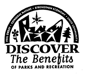 DISCOVER THE BENEFITS OF PARKS AND RECREATION FEEL GREAT CONSERVE NATURE STRENGTHEN ECONOMY UNITE COMMUNITY