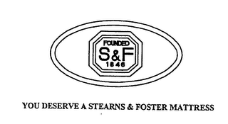 S & F FOUNDED 1846 YOU DESERVE A STEARNS & FOSTER MATTRESS