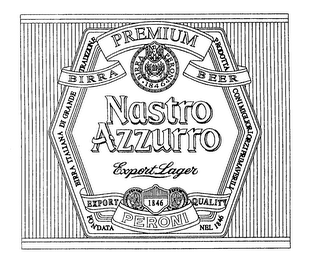 NASTRO AZZURRO PREMIUM BIRRA BEER EXPORT LAGER EXPORT 1846 QUALITY