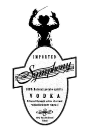 IMPORTED SYMPHONY 100% MATERIALS GELATA SPIRITS VODKA FILTERED THROUGH ACTIVE CHARCOAL DISTILLED THREE TIMES