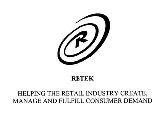 R RETEK HELPING THE RETAIL INDUSTRY CREATE, MANAGE AND FULFILL CONSUMER DEMAND