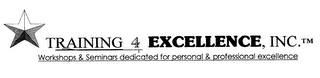 TRAINING 4 EXCELLENCE, INC. WORKSHOPS & SEMINARS DEDICATED FOR PERSONAL & PROFESSIONAL EXCELLENCE