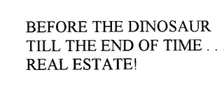 BEFORE THE DINOSAUR TILL THE END OF TIME...  REAL ESTATE!