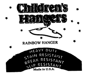 CHILDREN'S HANGERS RAINBOW HANGER HEAVY DUTY STAIN RESISTANT BREAK RESISTANT SLIP RESISTANT MADE IN U.S.A.