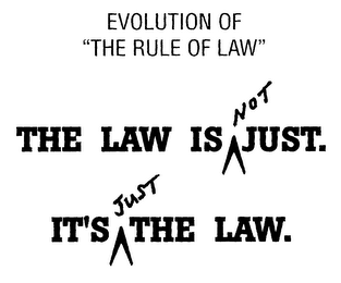 EVOLUTION OF "THE RULE OF LAW" THE LAW IS NOT JUST.  IT'S JUST THE LAW.