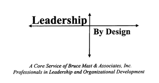 LEADERSHIP BY DESIGN A CORE SERVICE OF BRUCE MAST & ASSOCIATES, INC. PROFESSIONALS IN LEADERSHIP AND ORGANIZATIONAL DEVELOPMENT