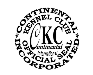 CKC CONTINENTAL INTERNATIONAL KENNEL CLUB OFFICIAL SEAL CONTINENTAL INCORPORATED
