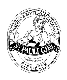 ST. PAULI GIRL BREWED & BOTTLED IN GERMANY ST. PAULI BRAUEREI BREMEN, GERMANY BIER BEER