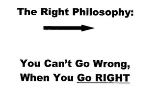 THE RIGHT PHILOSOPHY: YOU CAN'T GO WRONG, WHEN YOU GO RIGHT