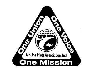 AIR LINE PILOTS ASSOCIATION, INT'L ALPA ONE UNION ONE VOICE ONE MISSION