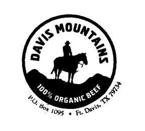 DAVIS MOUNTAINS 100% ORGANIC BEEF P.O. BOX 1095 FT. DAVIS, TX 79734