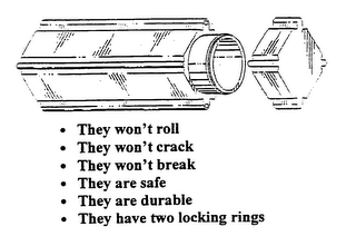 THEY WON'T ROLL THEY WON'T CRACK THEY WON'T BREAK THEY ARE SAFE THEY ARE DURABLE THEY HAVE TWO LOCKING RINGS