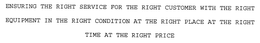 ENSURING THE RIGHT SERVICE FOR THE RIGHT CUSTOMER WITH THE RIGHT EQUIPMENT IN THE RIGHT CONDITION AT THE RIGHT PLACE AT THE RIGHT TIME AT THE RIGHT PRICE