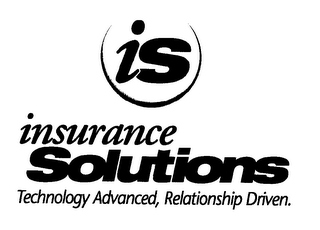 IS INSURANCE SOLUTIONS TECHNOLOGY ADVANCED, RELATIONSHIP DRIVEN.