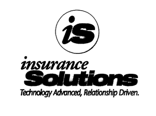 IS INSURANCE SOLUTIONS TECHNOLOGY ADVANCED, RELATIONSHIP DRIVEN.