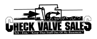 CHECK VALVE SALES "ICK - EOU" "KEEP THAT STUFF OUT OF MY BASEMENT."