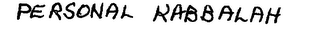 PERSONAL KABBALAH