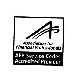 ASSOCIATION FOR FINANCIAL PROFESSIONALS AFP SERVICE CODES ACCREDITED PROVIDER