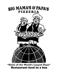 BIG MAMA'S & PAPA'S PIZZERIA "HOME OF THE WORLD'S LARGEST PIZZA" RESTAURANT FOOD IN A BOX