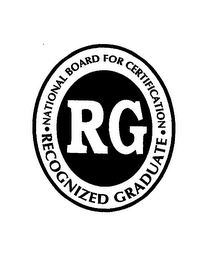 RG · NATIONAL BOARD FOR CERTIFICATION · RECOGNIZED GRADUATE