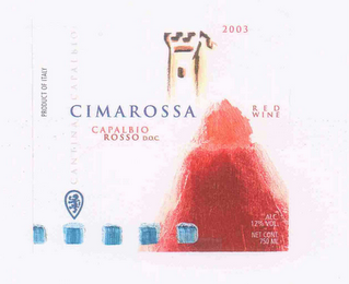 CIMAROSSA 2003 RED WINE CAPALBIO ROSSO D.O.C.  PRODUCT OF ITALY