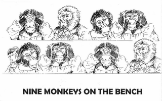 NINE MONKEYS ON A BENCH