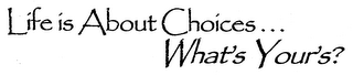 LIFE IS ABOUT CHOICES... WHAT'S YOUR'S?