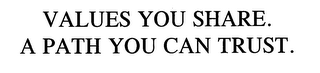 VALUES YOU SHARE. A PATH YOU CAN TRUST.