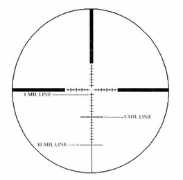 MP-8 DOT RETICULE 1 MIL LINE 5 MIL LINE 10 MIL LINE