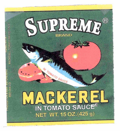 SUPREME BRAND MACKEREL IN TOMATO SAUCE IN TOMATO SAUCE