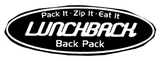 LUNCHBACK BACK PACK PACK IT · ZIP IT · EAT IT