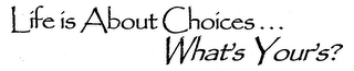 LIFE IS ABOUT CHOICES...WHAT'S YOUR'S?