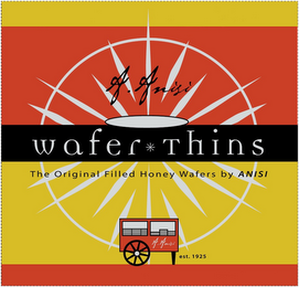 A. ANISI WAFER * THINS THE ORIGINAL FILLED HONEY WAFERS BY ANISI EST. 1925 A. ANISI