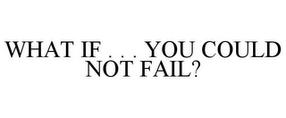 WHAT IF . . . YOU COULD NOT FAIL?