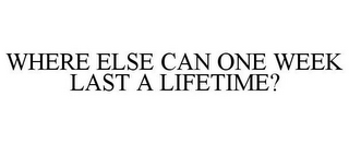 WHERE ELSE CAN ONE WEEK LAST A LIFETIME?