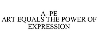 A=PE ART EQUALS THE POWER OF EXPRESSION