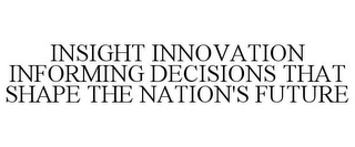 INSIGHT INNOVATION INFORMING DECISIONS THAT SHAPE THE NATION'S FUTURE