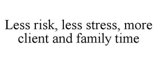 LESS RISK, LESS STRESS, MORE CLIENT AND FAMILY TIME