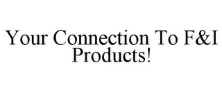 YOUR CONNECTION TO F&I PRODUCTS!