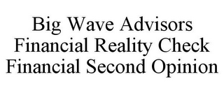 BIG WAVE ADVISORS FINANCIAL REALITY CHECK FINANCIAL SECOND OPINION