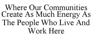 WHERE OUR COMMUNITIES CREATE AS MUCH ENERGY AS THE PEOPLE WHO LIVE AND WORK HERE