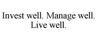 INVEST WELL. MANAGE WELL. LIVE WELL.