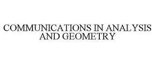 COMMUNICATIONS IN ANALYSIS AND GEOMETRY