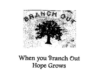 BRANCH OUT WHEN YOU BRANCH OUT HOPE GROWS