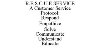 R.E.S.C.U.E SERVICE A CUSTOMER SERVICE PROTOCOL: RESPOND EMPATHIZE SOLVE COMMUNICATE UNDERSTAND EDUCATE