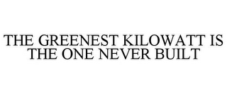 THE GREENEST KILOWATT IS THE ONE NEVER BUILT