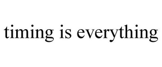 TIMING IS EVERYTHING