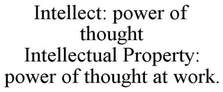 INTELLECT: POWER OF THOUGHT INTELLECTUAL PROPERTY: POWER OF THOUGHT AT WORK.