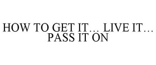 HOW TO GET IT... LIVE IT... PASS IT ON